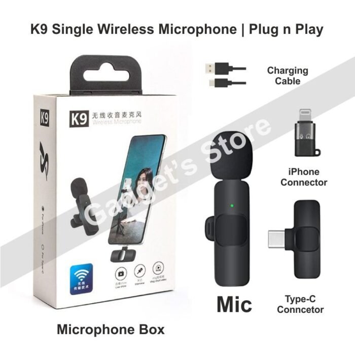 K9 Collar Microphone Mic Plug & Play USB Type C & iOS Wireless