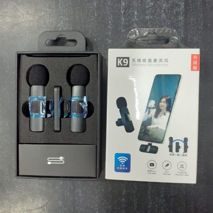 K9 2 in 1 Dual Lavalier Microphone Mic Plug & Play USB Type C & iOS Wireless