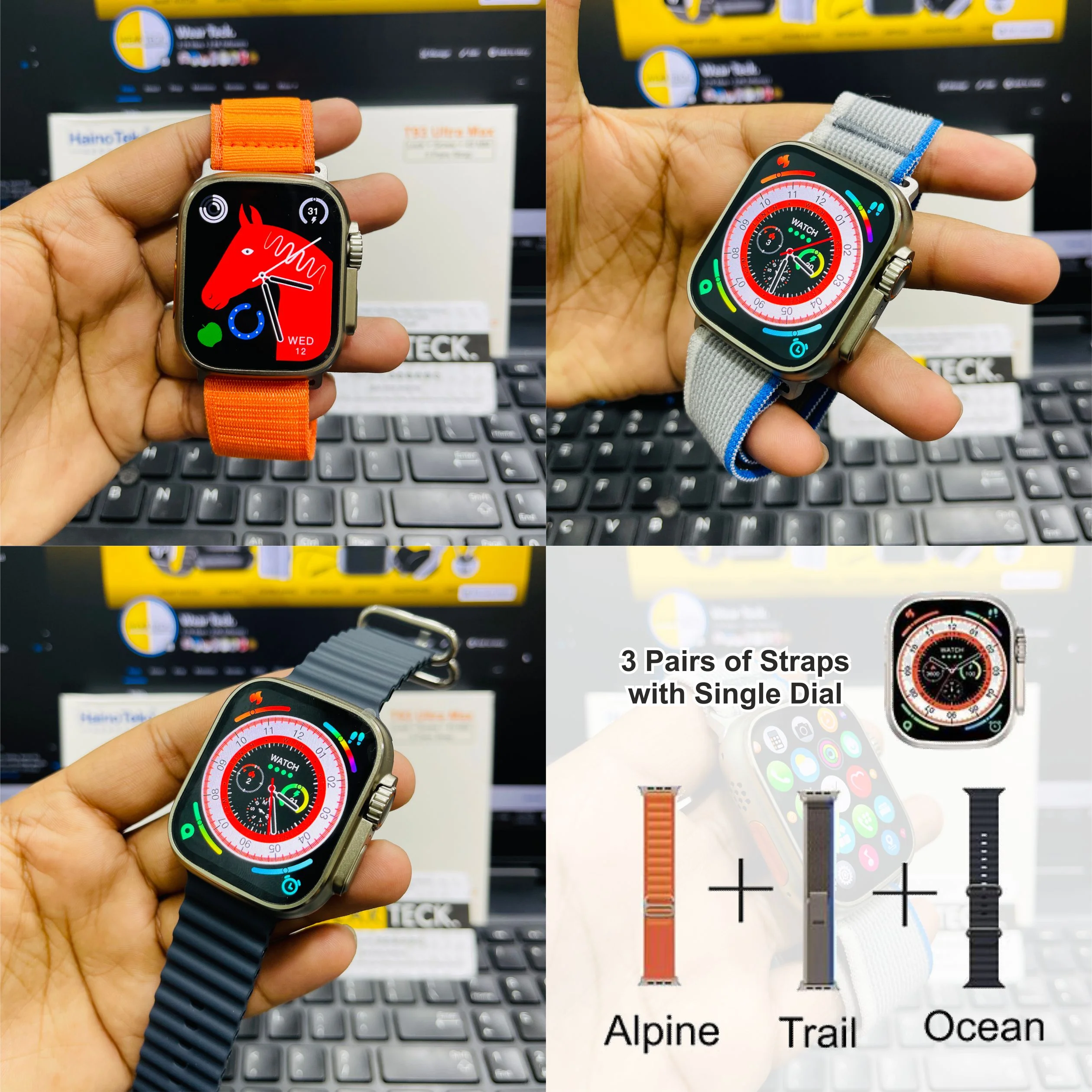 - Haino Teko T93 Ultra Max Smart Watch | 3 Pairs of Straps