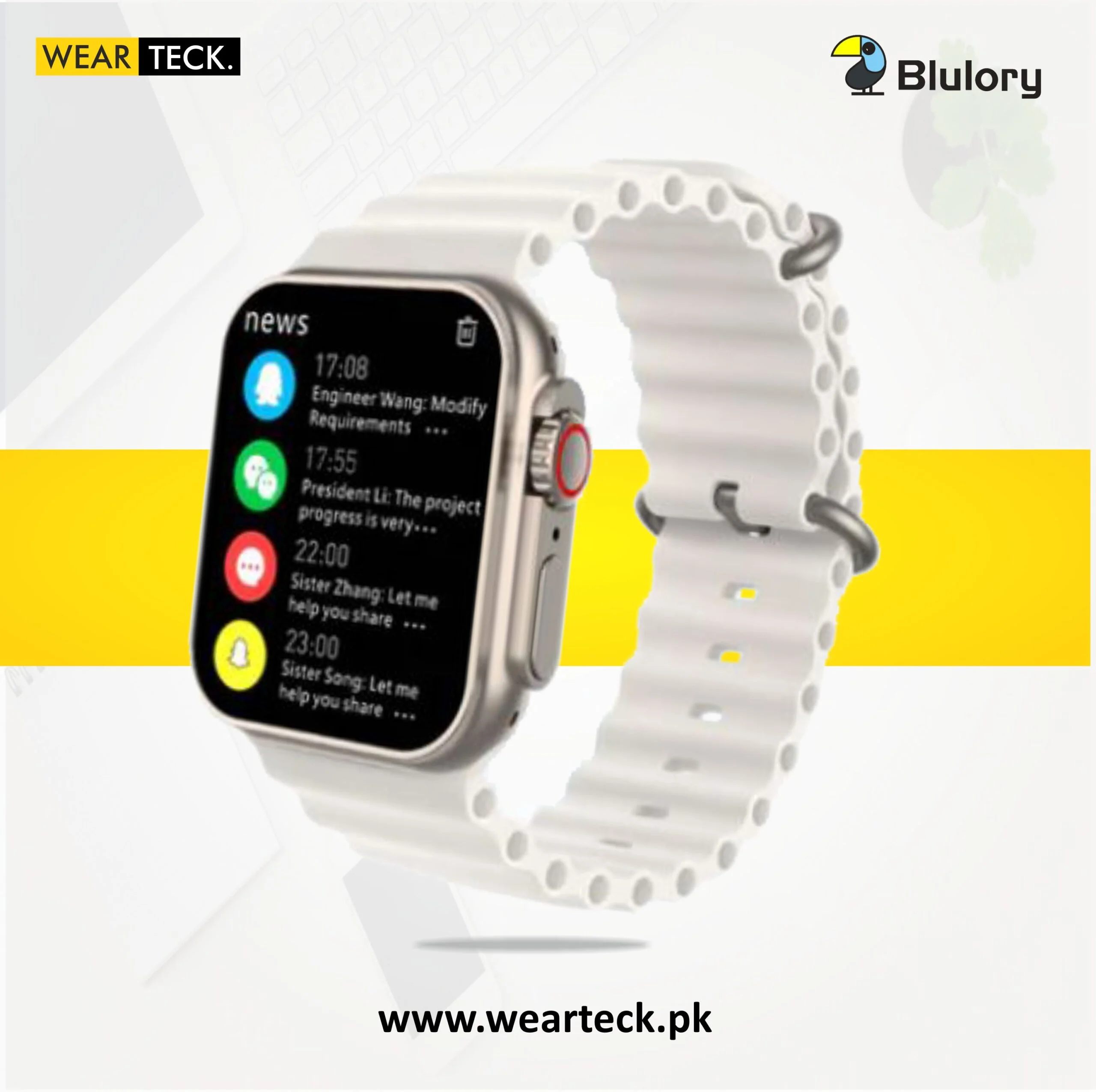 White - Blulory Glifo 8 Ultra Smart Watch