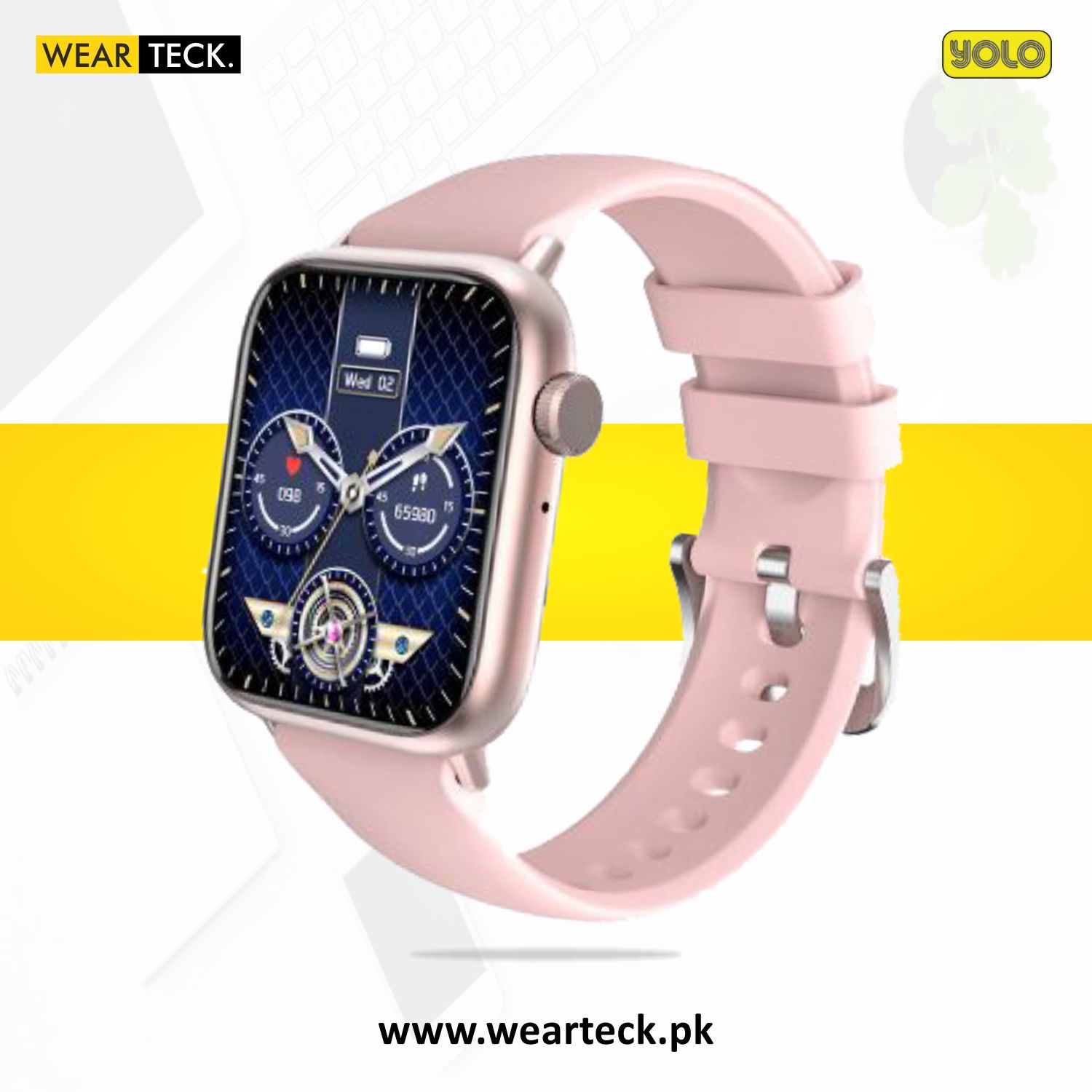 Pink Yolo Watch Pro Max | Bluetooth Calling | Bezel Less Display