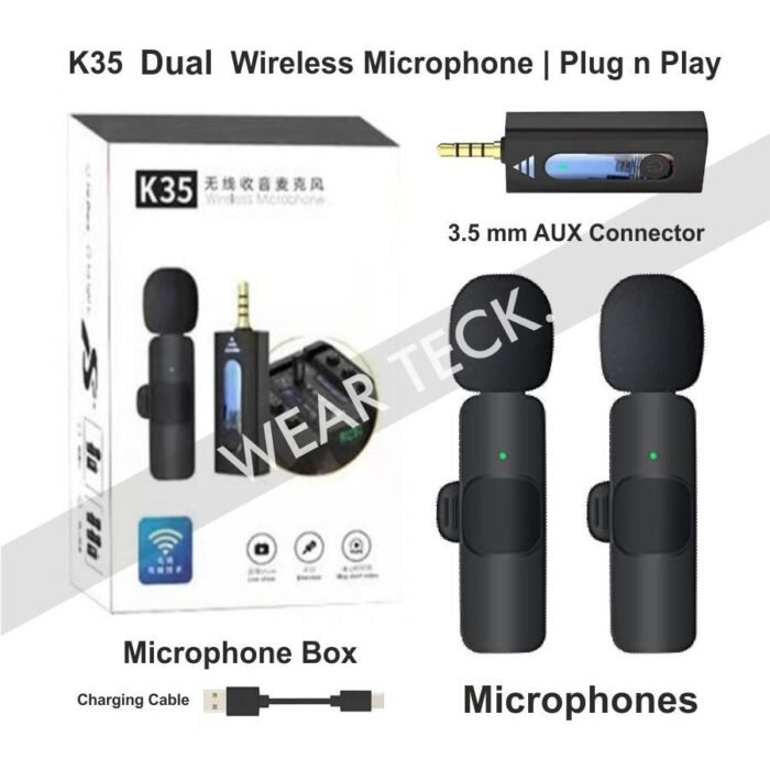 2023 K35 3.5mm Wireless Lavalier Lapel Noise Reduction Microphone