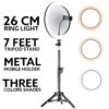 26cm Ring Light with 7 Feet Adjustable Tripods Stand & Mobile Holder