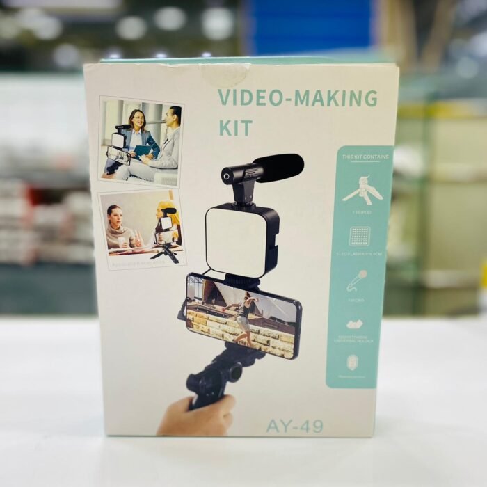 AY-49 Vlogging Kit with 3 Focus Lights & Mic.