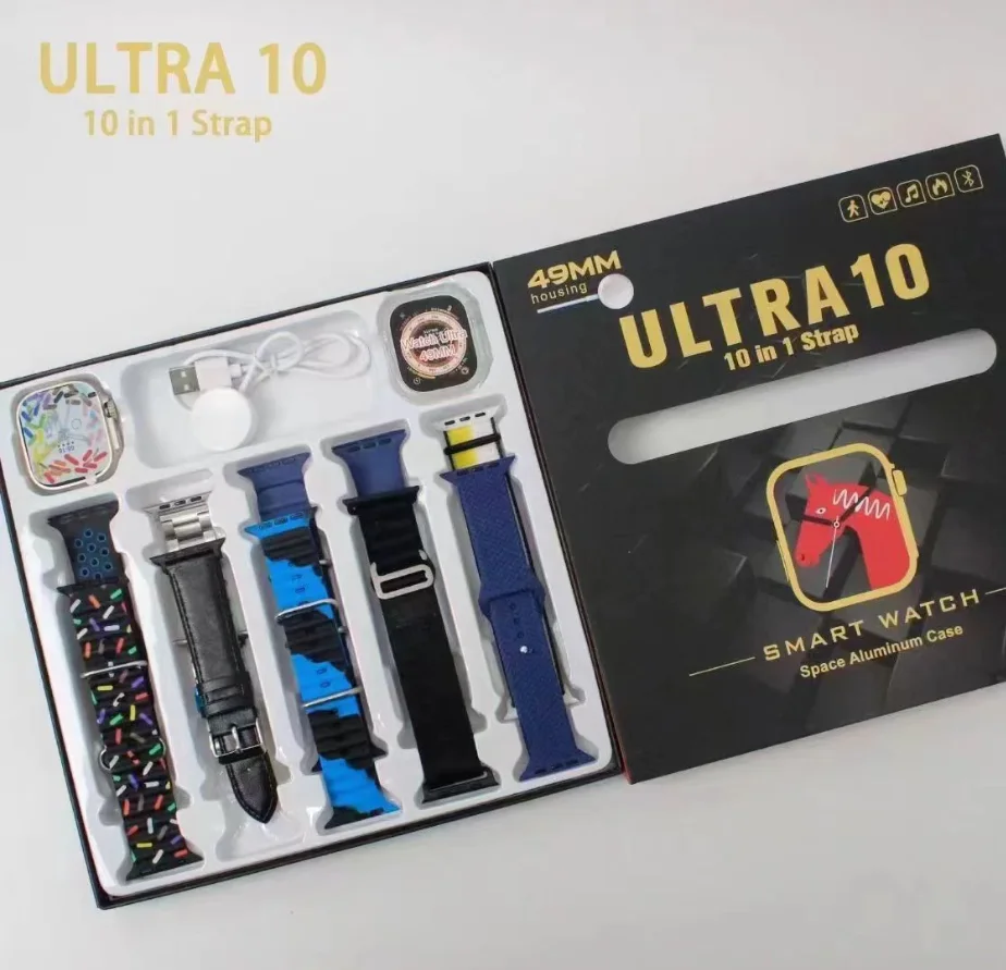1 10 in 1 Ultra Smart Watch | 10 Pairs of Straps | 1 Dial Case