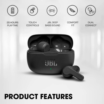JBL Wave 200 Wireless Earbuds in sleek black design