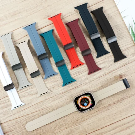 Magnetic-Silicone Straps for Apple Smart Watch 42/44/45/49 mm Dial Sizes