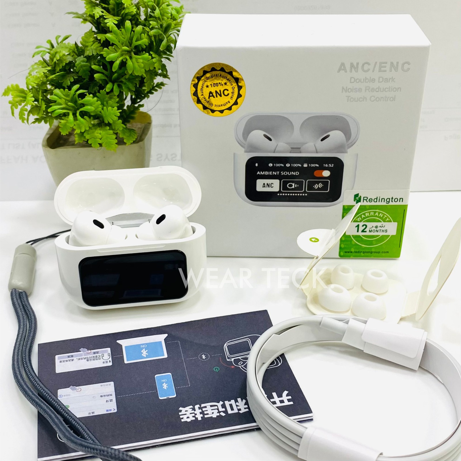 1 A9 Pro Airpods ANC/ENC Touch Screen Wireless Earbuds