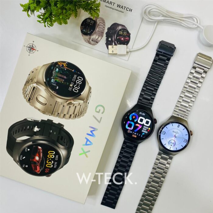 G7 Max Smart Watch | Round Dial | Stainless Steel