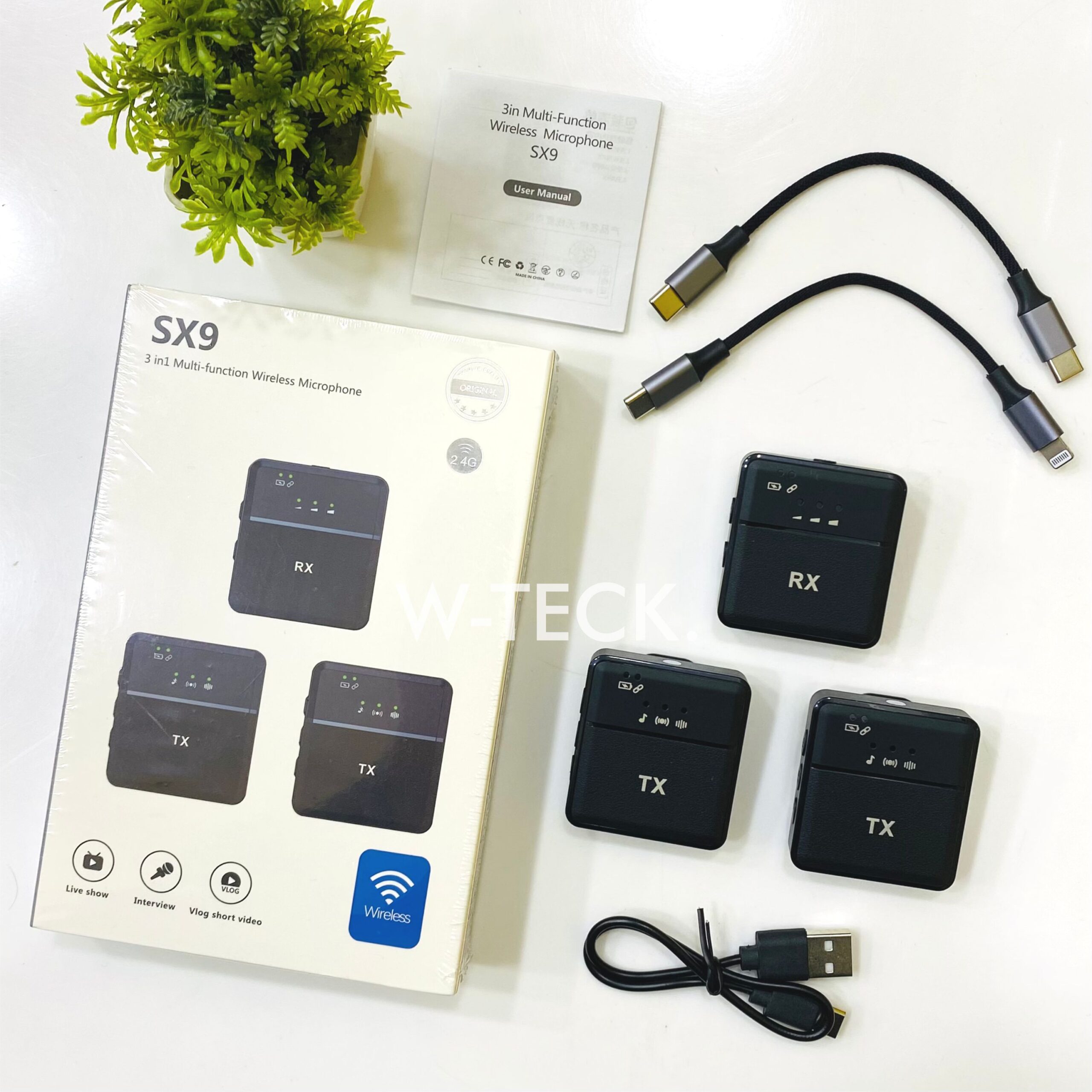 1 SX9 Dual Wireless Microphone With Noise Cancellation