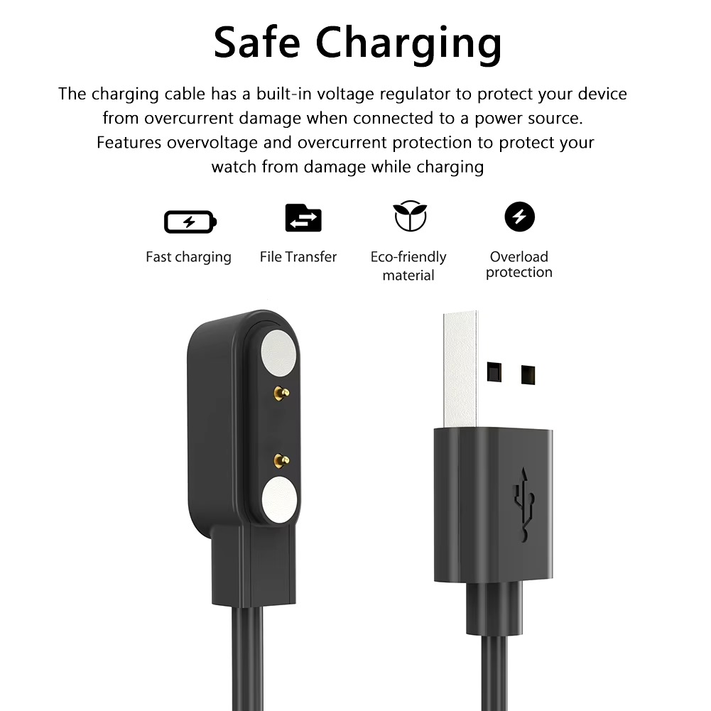 2 Pin Magnetic Charging Cable for Haylou Solar Plus RT3 & Kieslect Watches