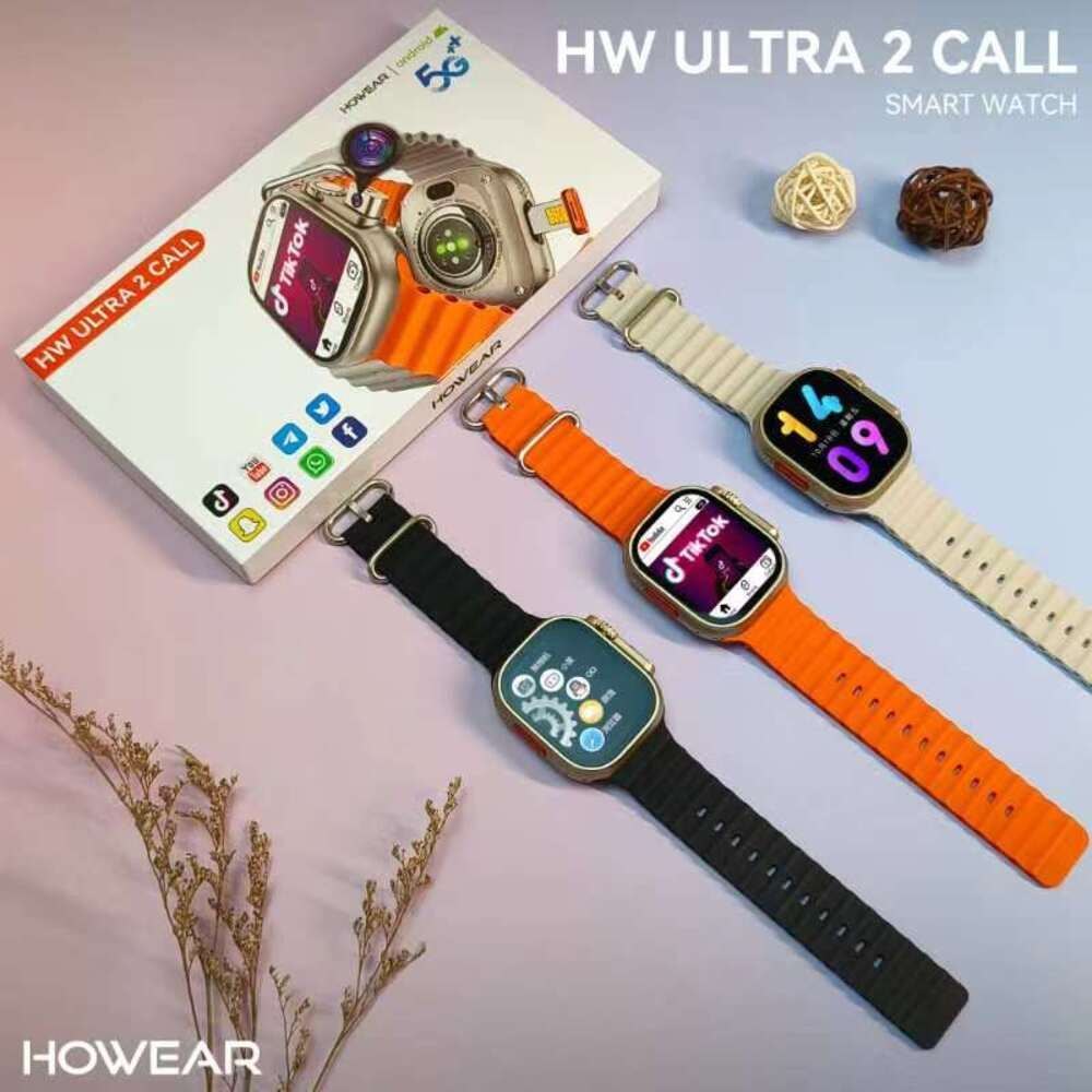1 HW Ultra 2 Call 5G Android Smart Watch | Front & Back Camera | 4/64 GB Memory
