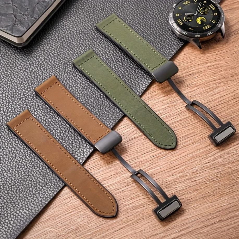 22mm Faux Leather Magnetic D-Buckle Adjustable Straps