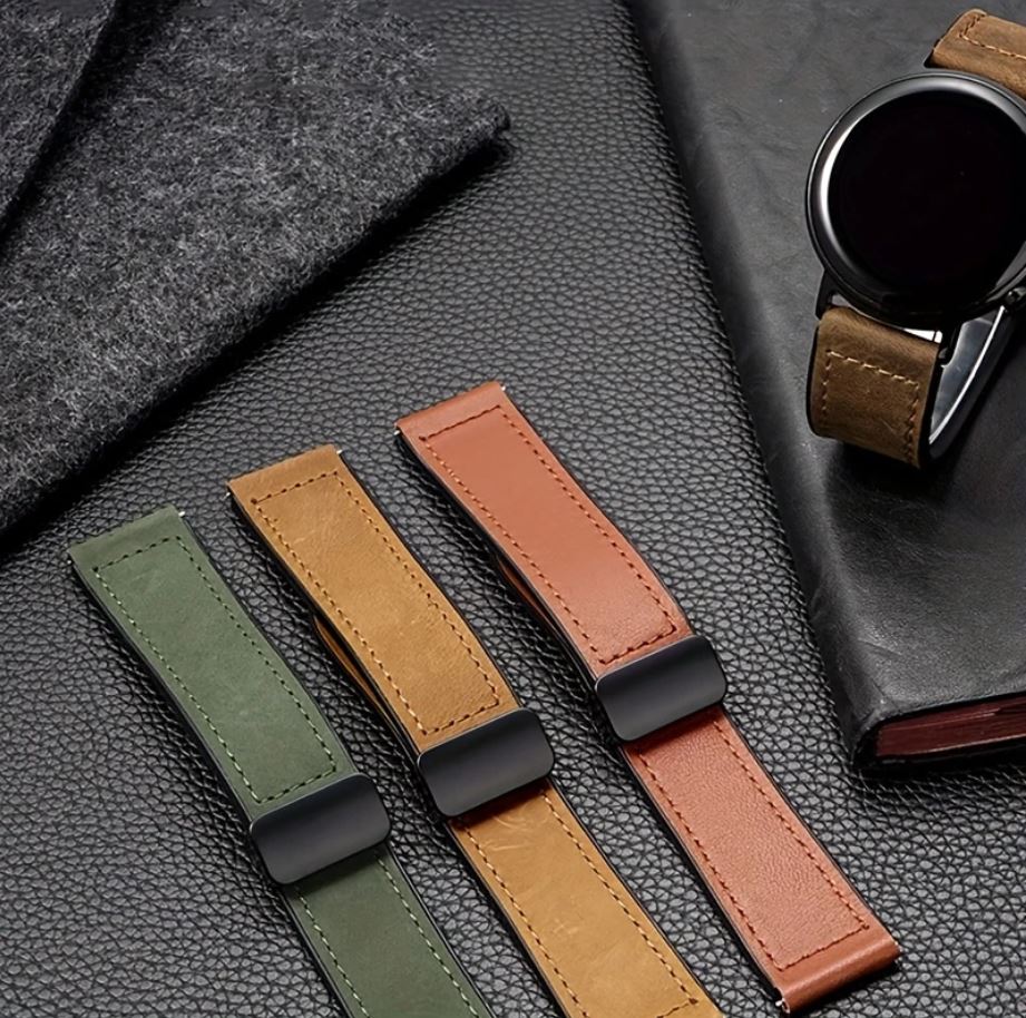 22mm Faux Leather Magnetic D-Buckle Adjustable Straps