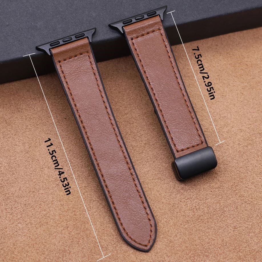 Premium Leather Magnetic D-Buckle Straps for Apple Watch Watch 42/44/45/49 MM Models