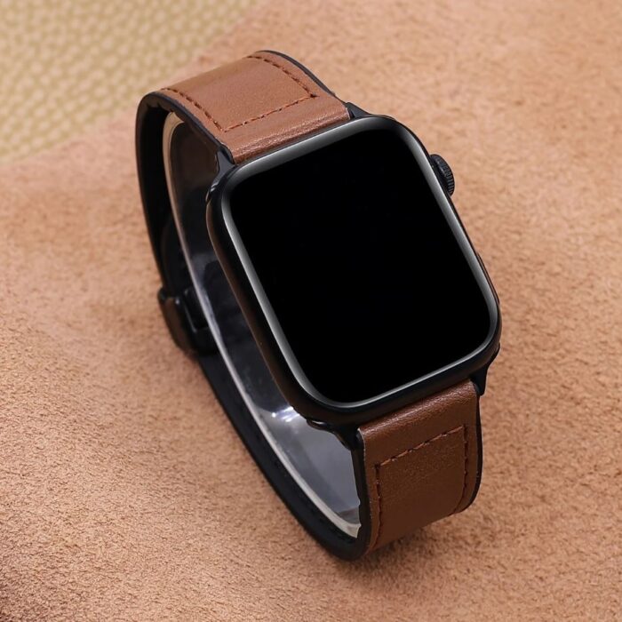 Premium Leather Magnetic D-Buckle Straps for Apple Watch Watch 42/44/45/49 MM Models