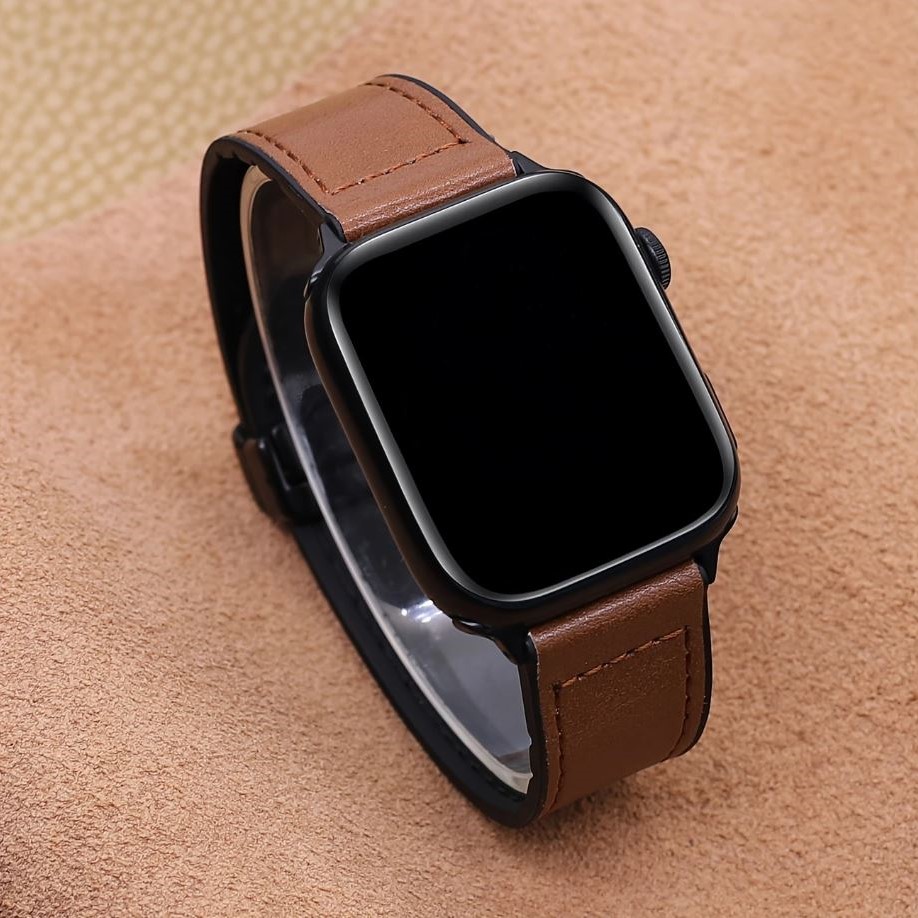 Premium Leather Magnetic D-Buckle Straps for Apple Watch Watch 42/44/45/49 MM Models