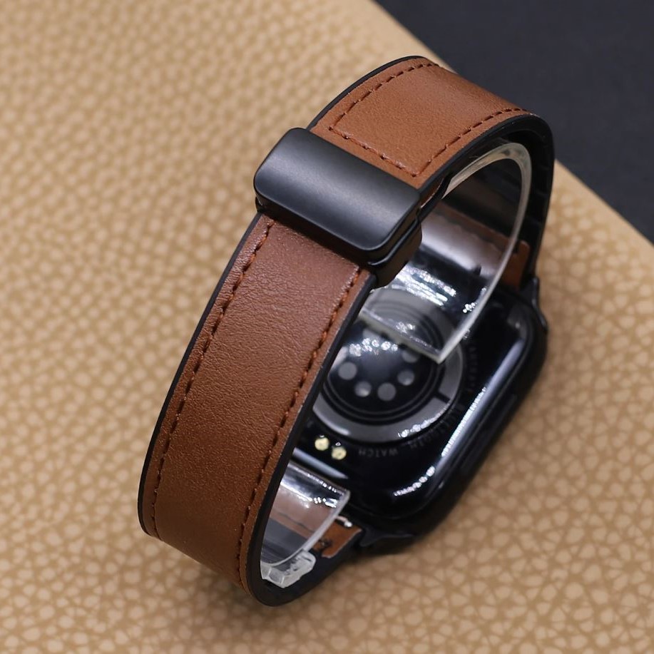 Premium Leather Magnetic D-Buckle Straps for Apple Watch Watch 42/44/45/49 MM Models
