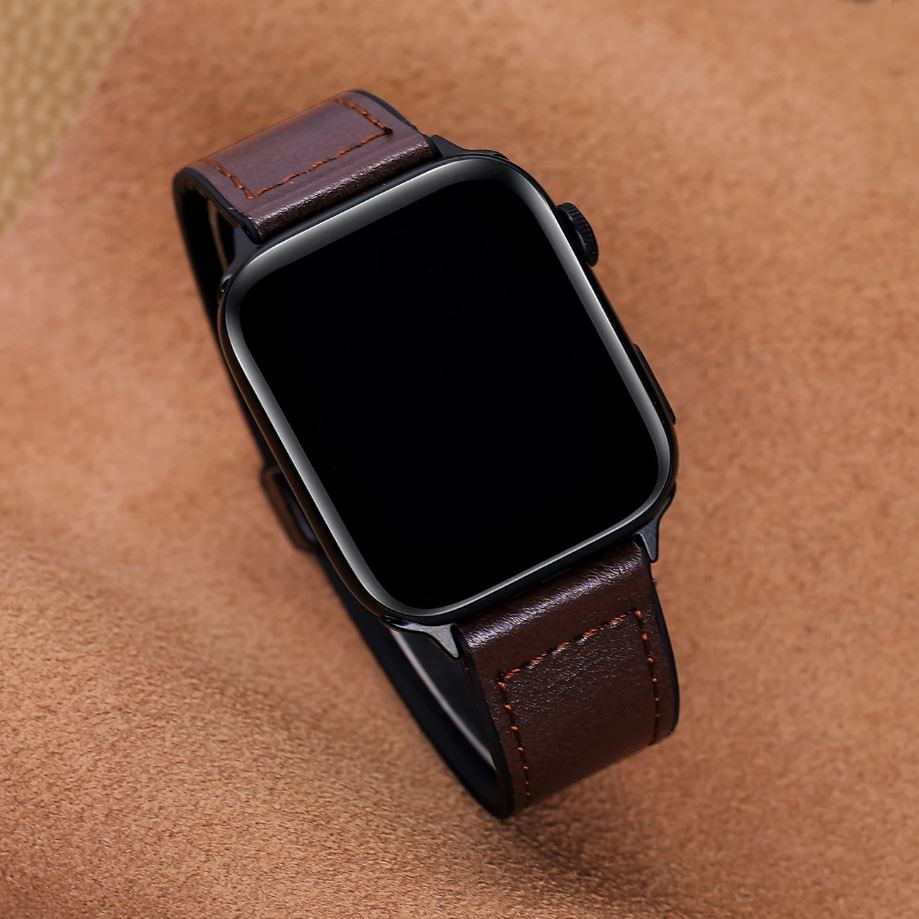 Premium Leather Magnetic D-Buckle Straps for Apple Watch Watch 42/44/45/49 MM Models