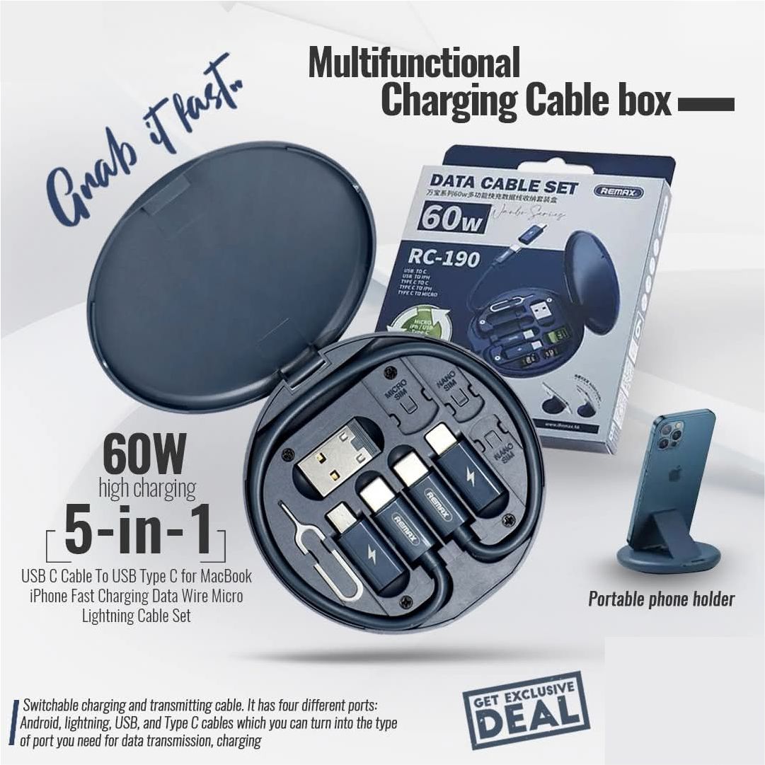 PD 60W 5 in1 USB C Cable To USB Type C for MacBook iPhone Fast Charging Data Wire Micro Lightning Cable Set With Box Holder PD 60W 5 in1 USB C Cable To USB Type C for MacBook iPhone Fast Charging Data Wire Micro Lightning Cable Set With Box Holder