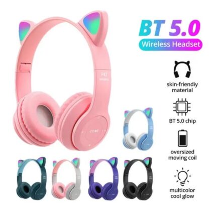 P47M Girls Cat Wireless Headphone for Mobiles, Laptops & PC