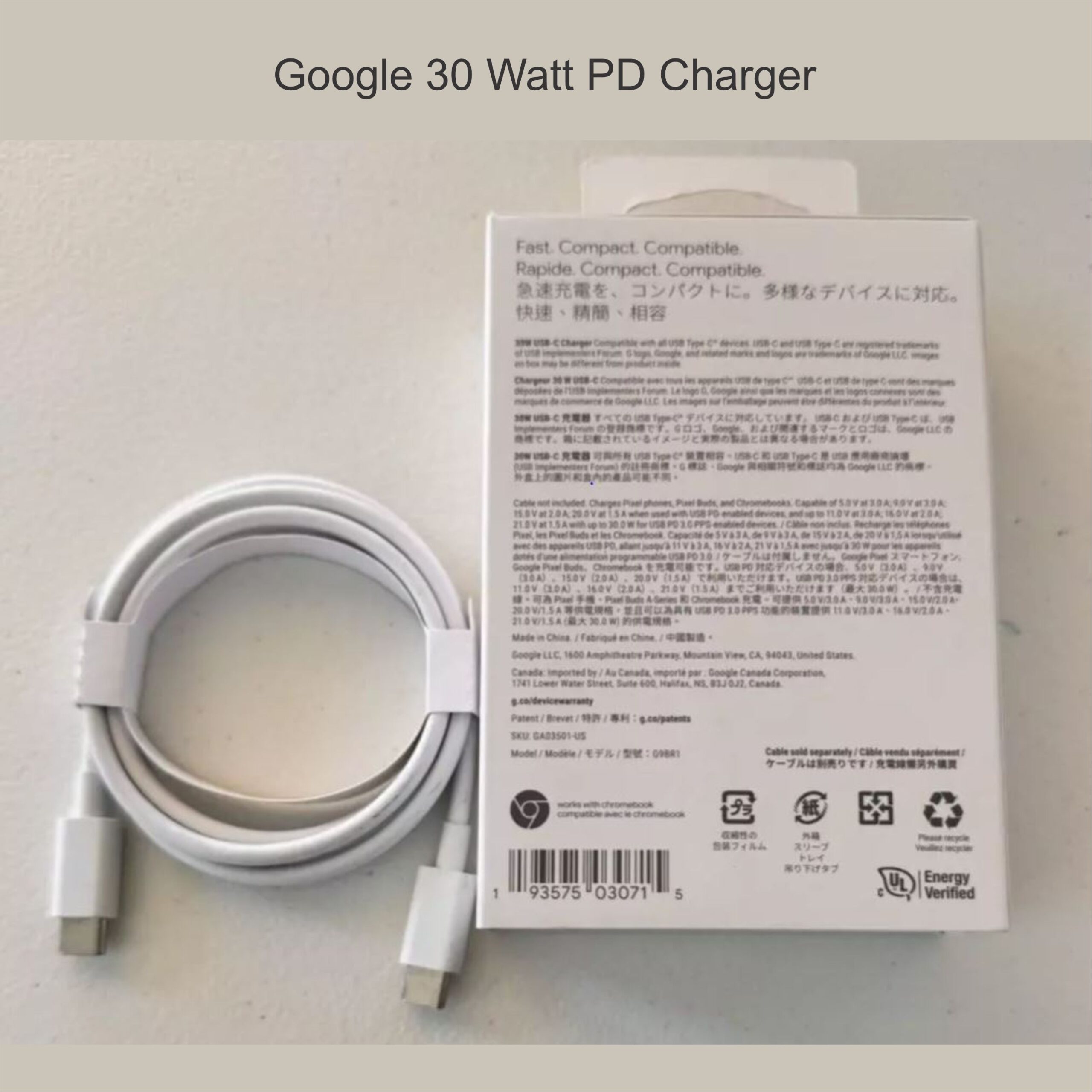 Google 30W USB-C Fast Charging Adapter