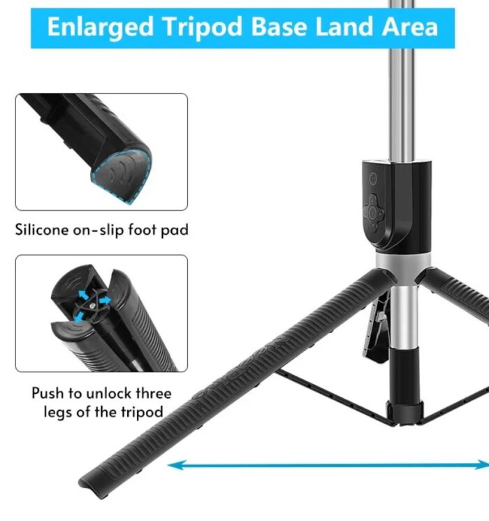 P170S 1.7 Meter Long Selfie Stick Tripod with Flash Light