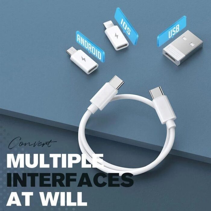 PD 60W 5 in1 USB C Cable To USB Type C for MacBook iPhone Fast Charging Data Wire Micro Lightning Cable Set With Box Holder