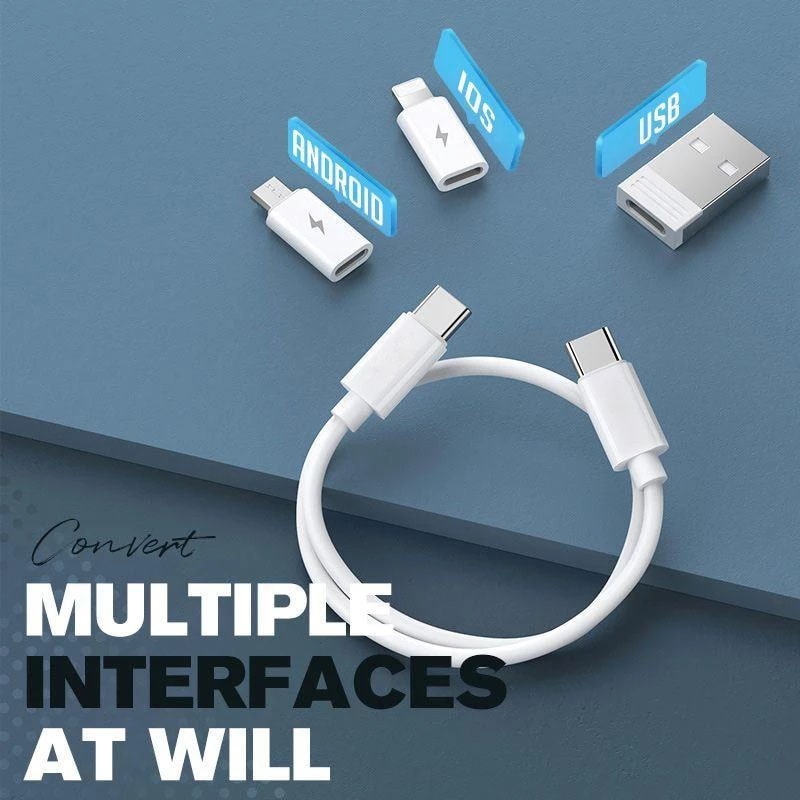 4 PD 60W 5 in1 USB C Cable To USB Type C for MacBook iPhone Fast Charging Data Wire Micro Lightning Cable Set With Box Holder