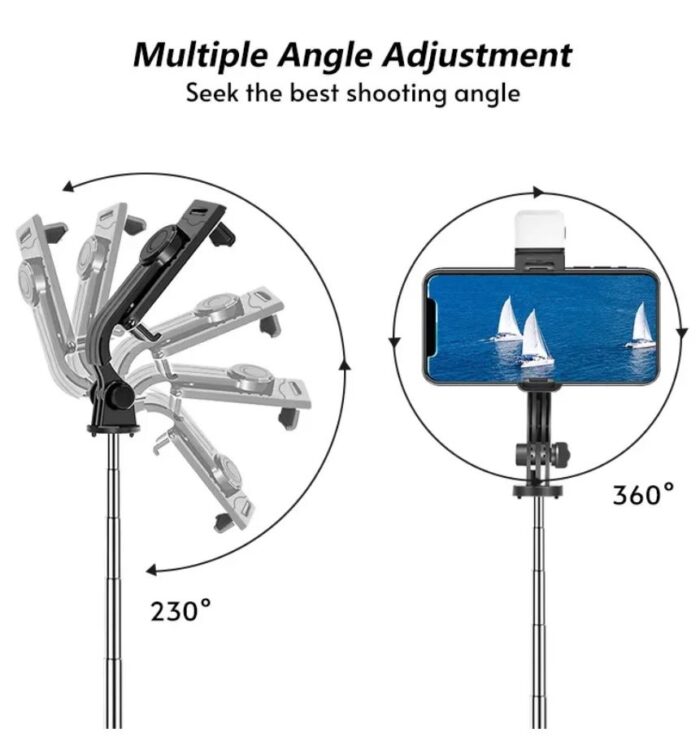 P170S 1.7 Meter Long Selfie Stick Tripod with Flash Light