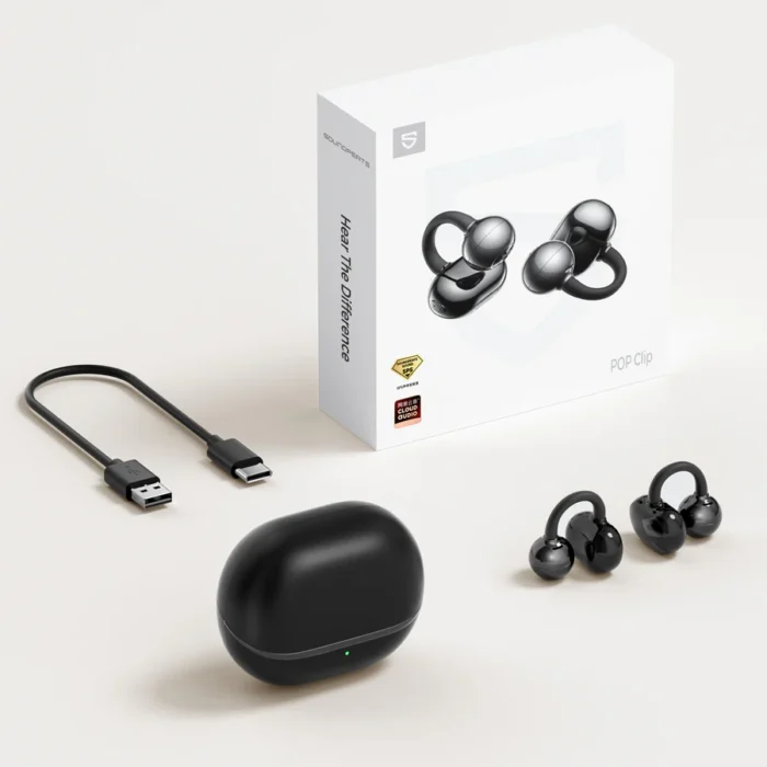 SoundPEATS Pop Clip Open Ear Wireless Earbuds - Black