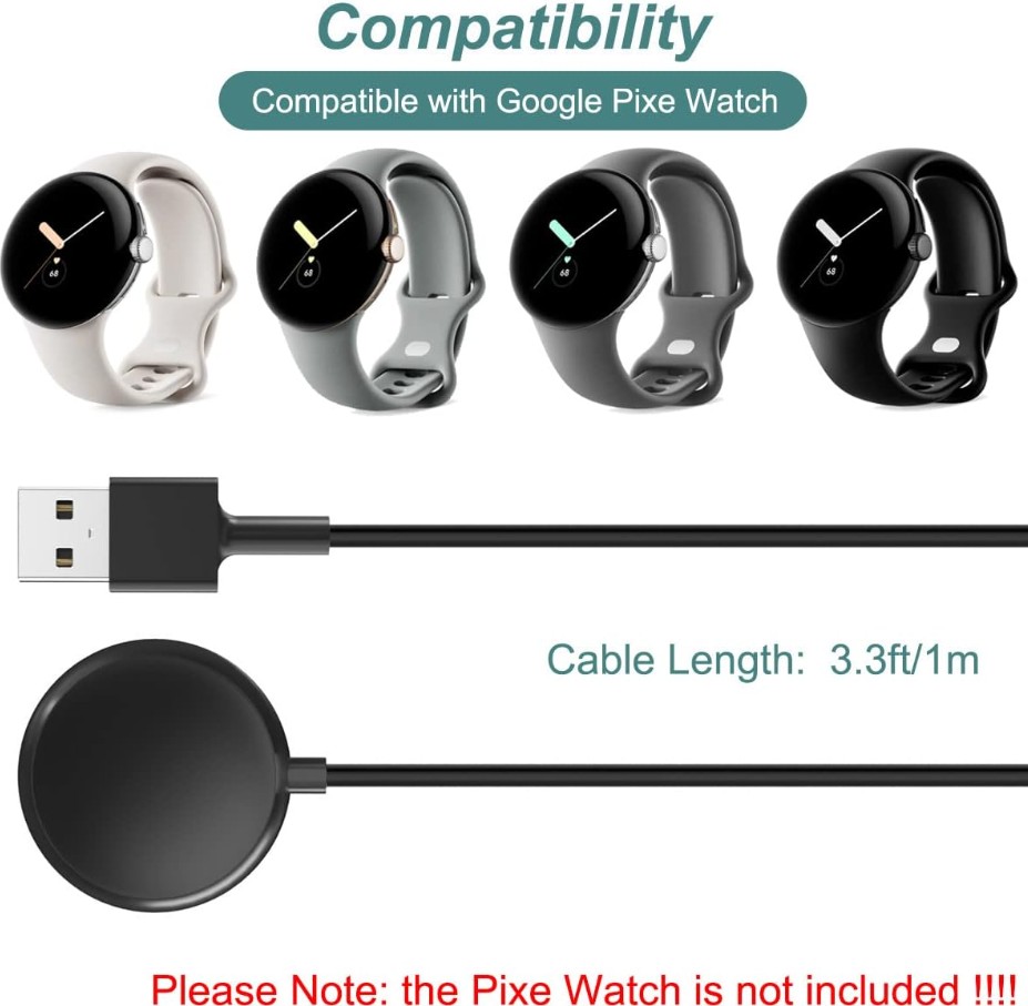 Magnetic USB Charger for Google Pixel Watch – Replacement Charging Cable (1st Gen)