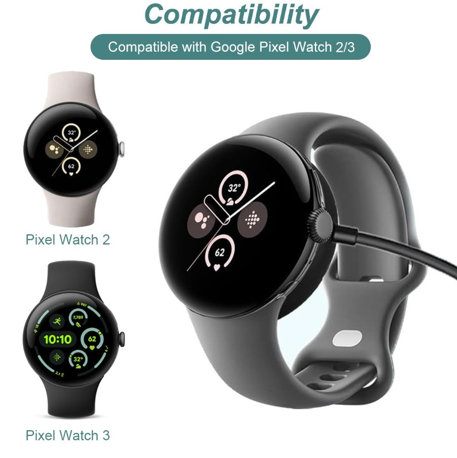 1 Magnetic USB Charger for Google Pixel Watch 2 – Replacement Charging Cable (2nd Gen)