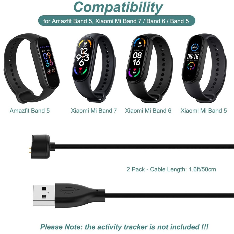 1 2 Pin Magnetic Charger for Mi Band 4 5 6 7