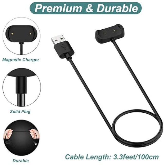 "Charger Cable for Amazfit Smart Watch – USB Magnetic Fast Charging | Replacement Charging Cable