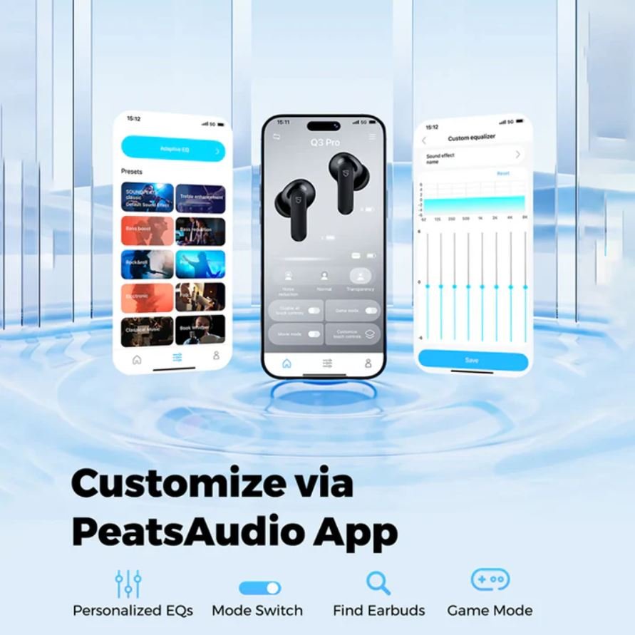 soundpeats q3 pro app working SoundPEATS Q3 Pro Earbuds | ANC | Dual Connection | Gaming Mode | 40Hrs Playtime