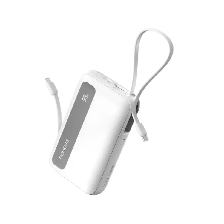 Romoss 20000 MAH 22.5W Mini Design Digital LED Display Power Bank | Builten iPhone & Type-C Wire | PPR20