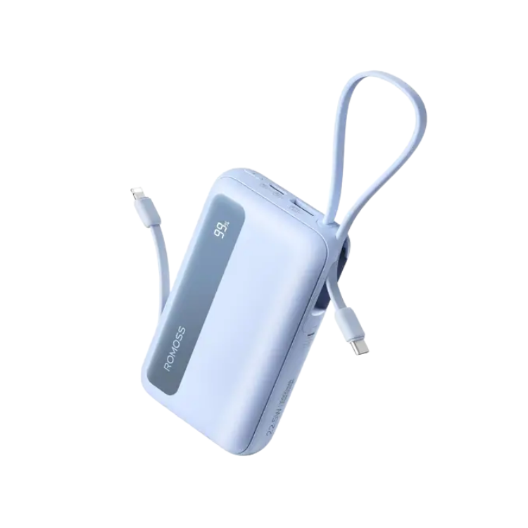 Romoss 20000 MAH 22.5W Mini Design Digital LED Display Power Bank | Builten iPhone & Type-C Wire | PPR20