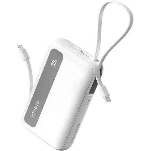 Romoss 10000 MAH 22.5W Mini Design Digital LED Display Power Bank | Builten iPhone & Type-C Wire | PPR10