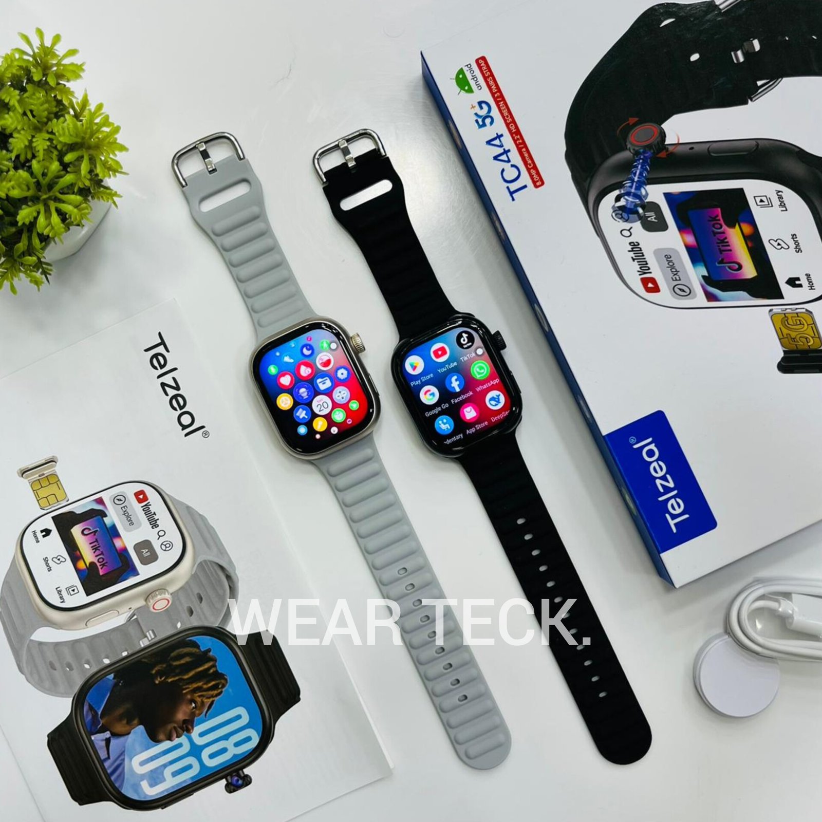 Telzeal TC44 5G Android Sim Watch | 6/64 GB | 360 Rotating Camera | Amoled Display
