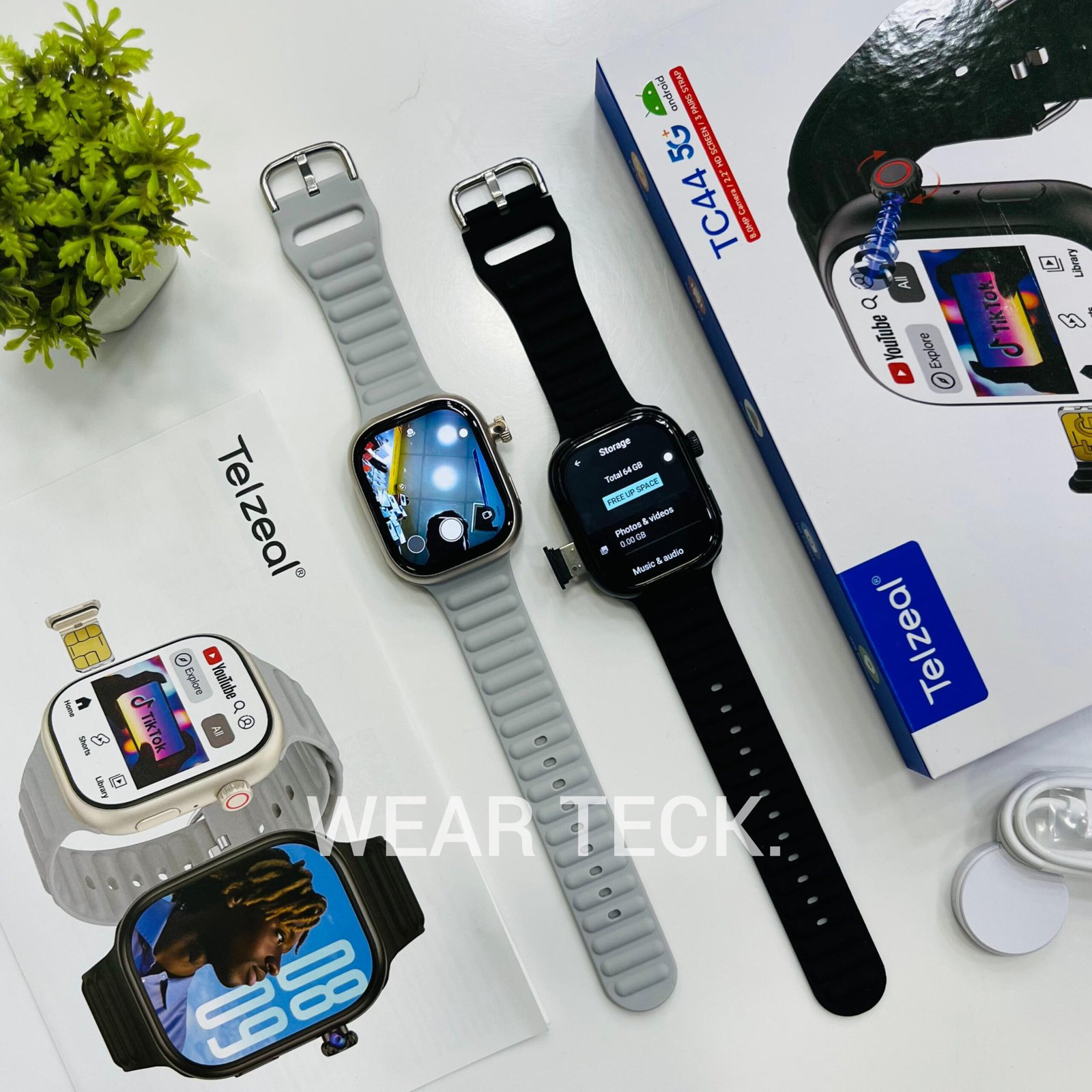 Telzeal TC44 5G Android Sim Watch | 6/64 GB | 360 Rotating Camera | Amoled Display