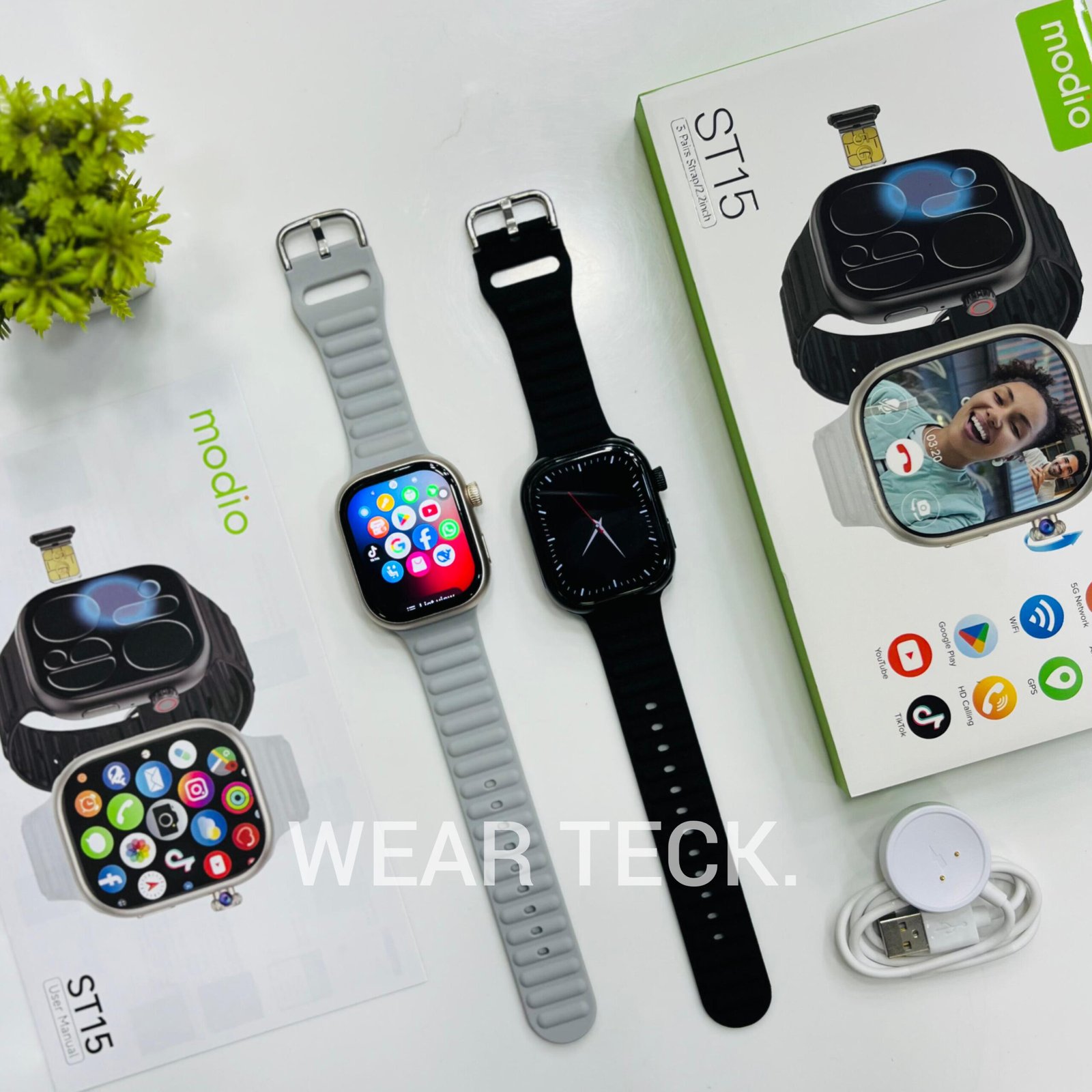 Modio ST15 5G Android Sim Watch | 4/64 GB | 360 Rotating Camera | Amoled Display