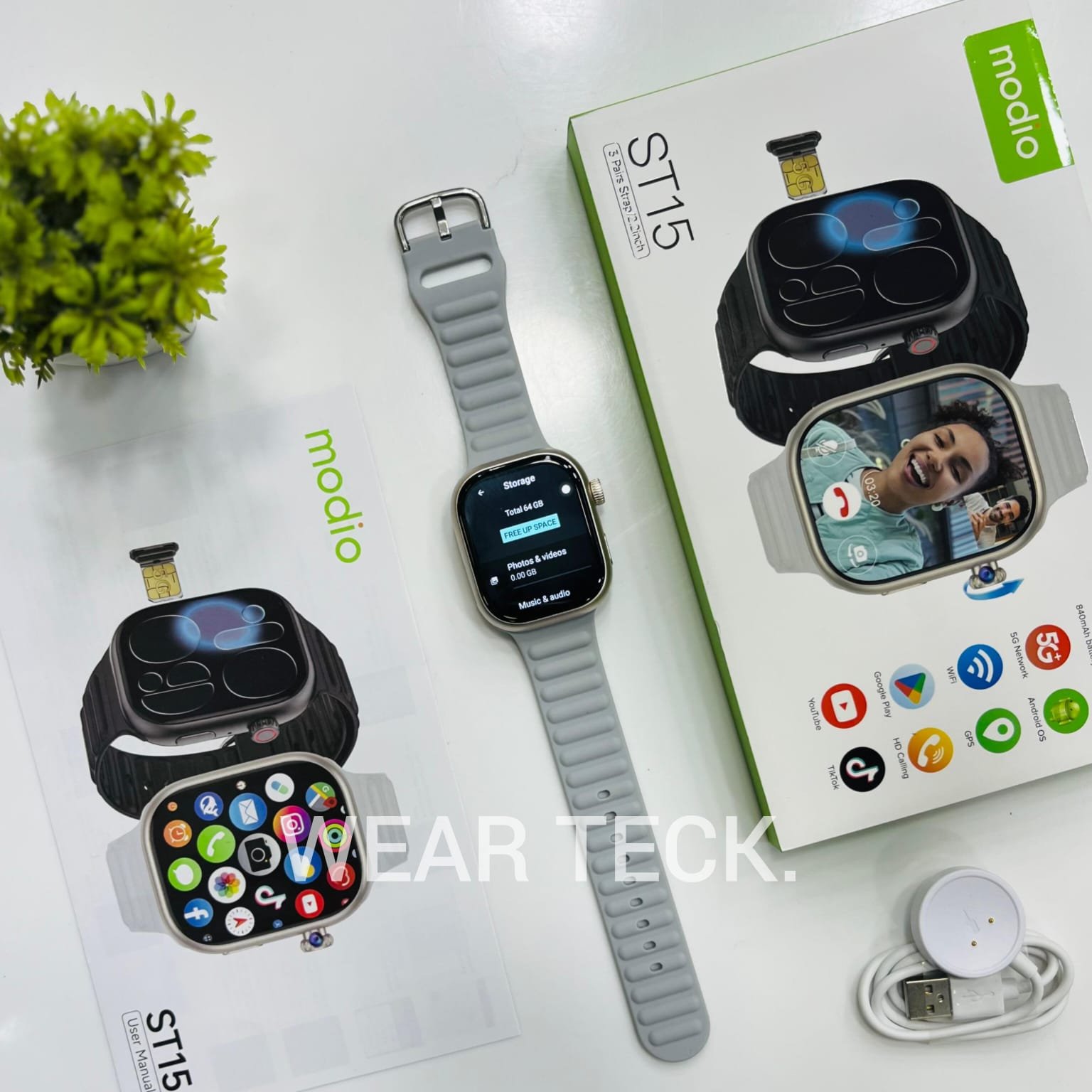 Modio ST15 5G Android Sim Watch | 4/64 GB | 360 Rotating Camera | Amoled Display