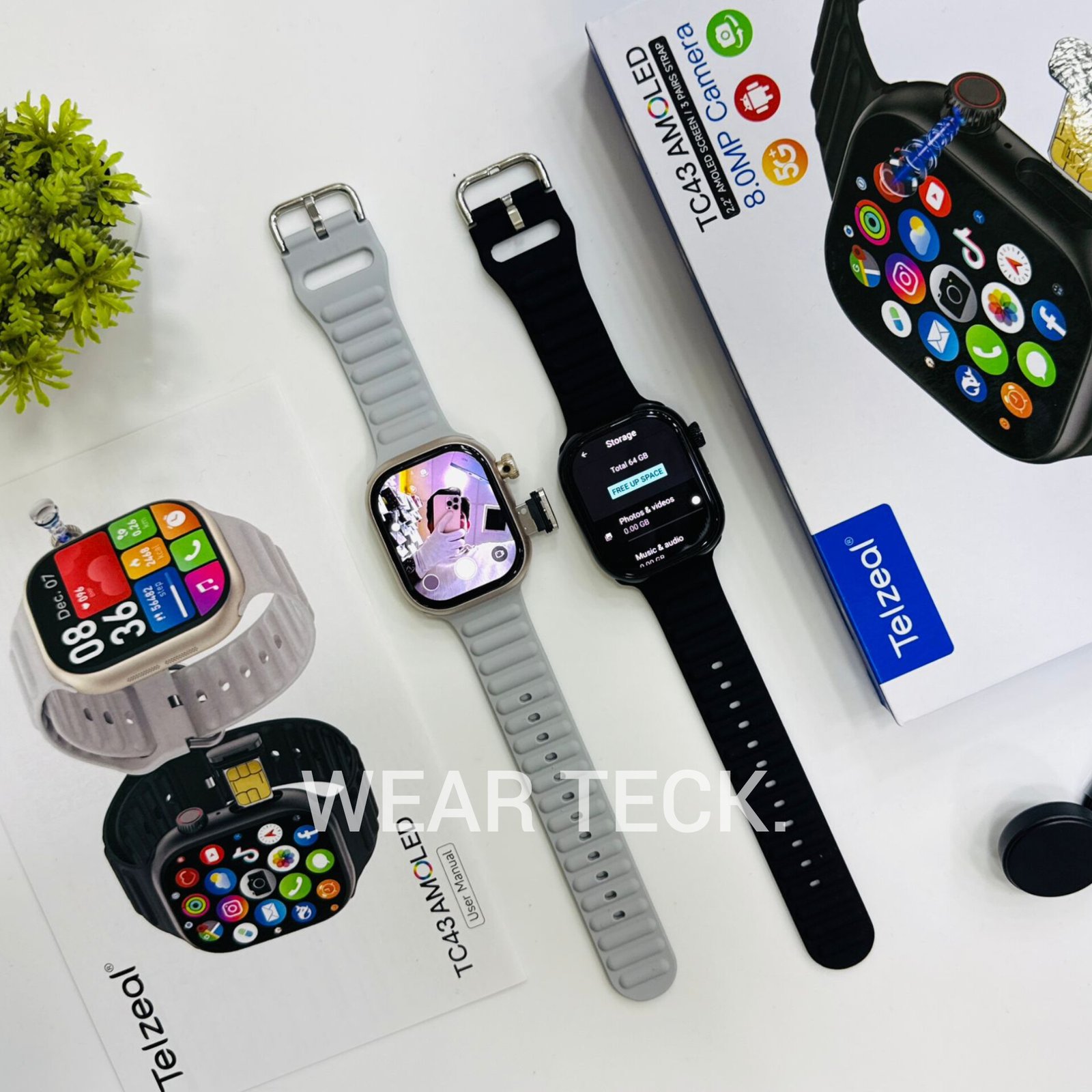 Telzeal TC43 5G Android Sim Watch | 6/64 GB | 360 Rotating Camera | Amoled Display