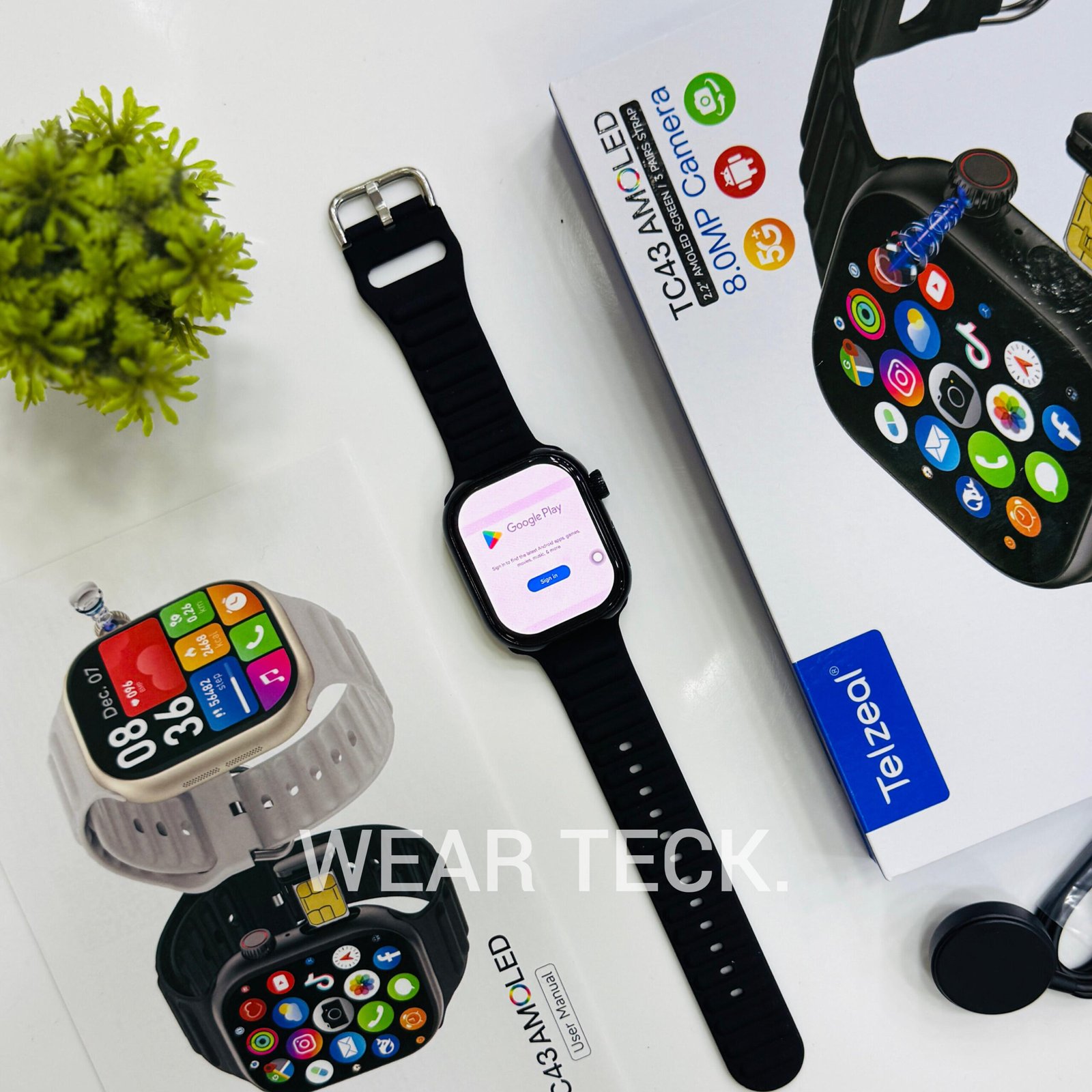 Telzeal TC43 5G Android Sim Watch | 6/64 GB | 360 Rotating Camera | Amoled Display