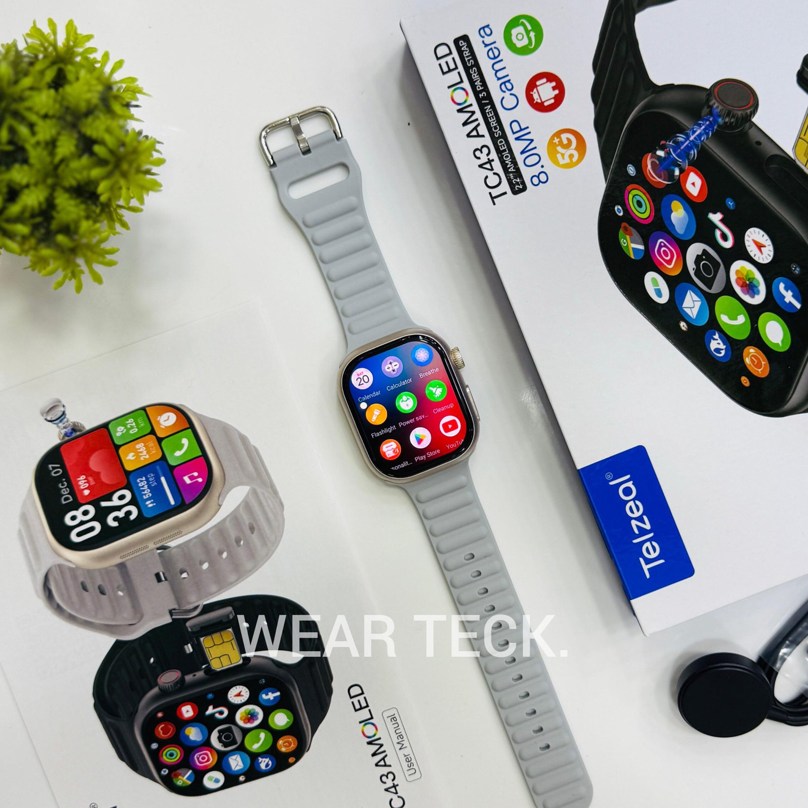 Telzeal TC43 5G Android Sim Watch | 6/64 GB | 360 Rotating Camera | Amoled Display