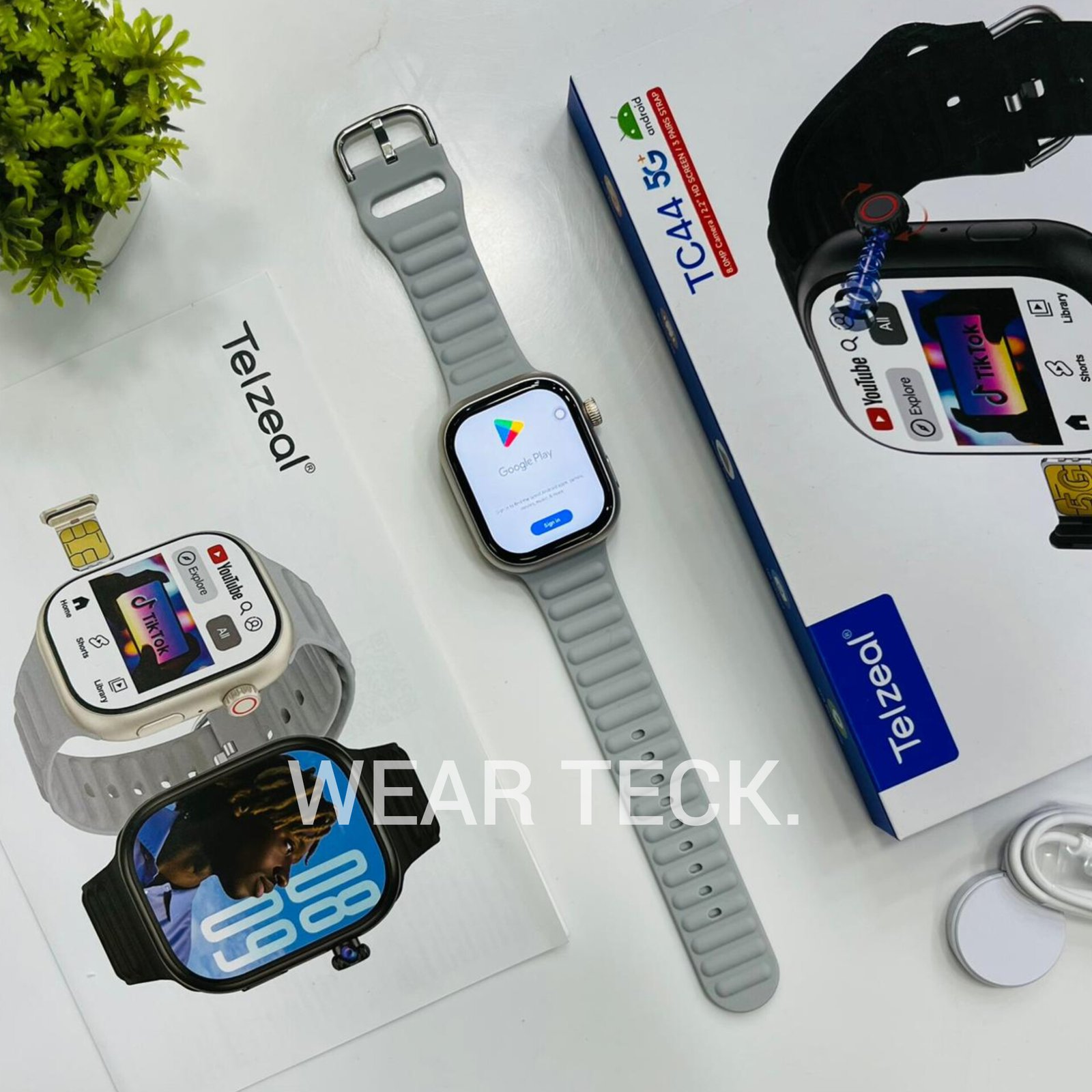 Telzeal TC44 5G Android Sim Watch | 6/64 GB | 360 Rotating Camera | Amoled Display