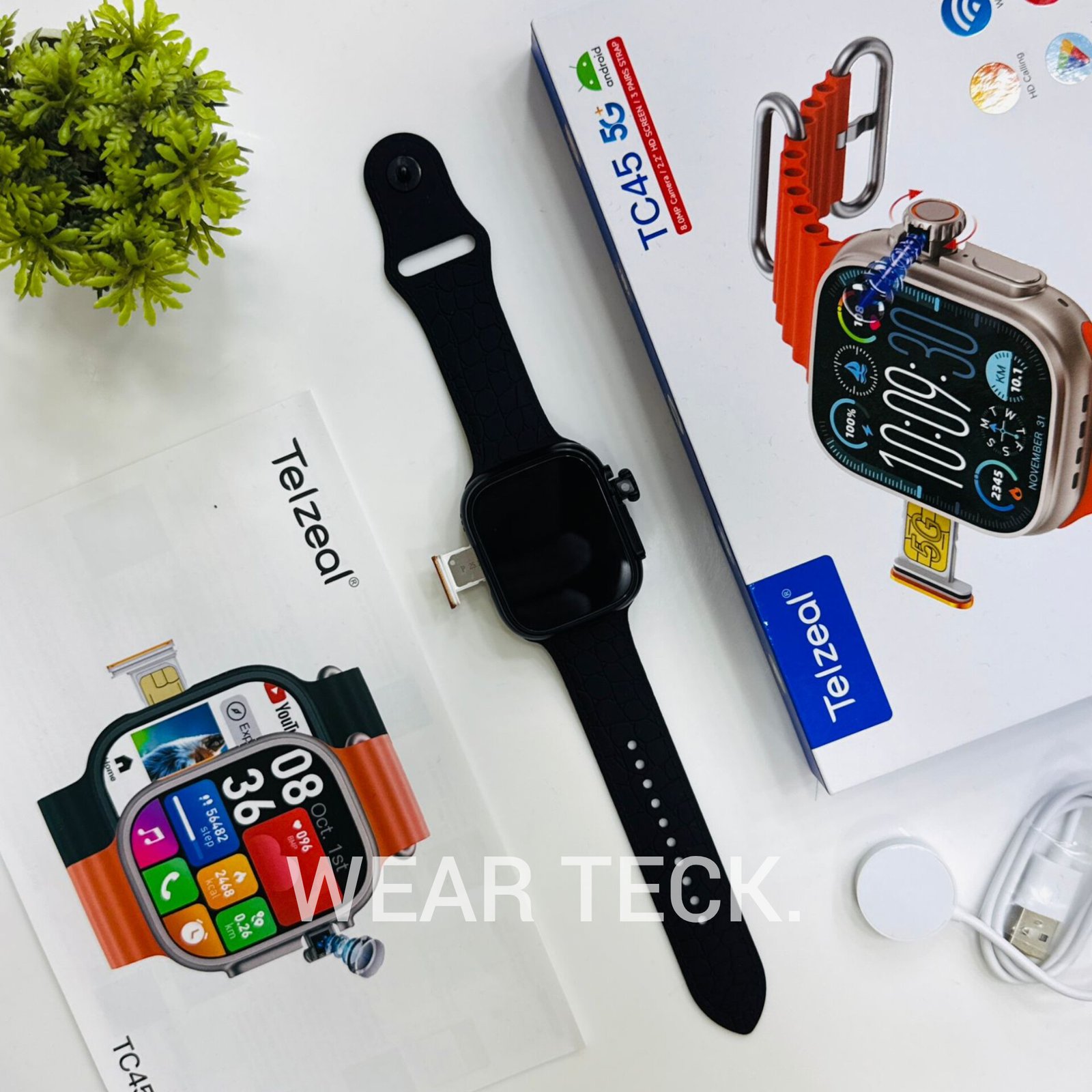 Telzeal TC45 5G Android Sim Watch | 4/64 GB | 360 Rotating Camera | Ultra Shape