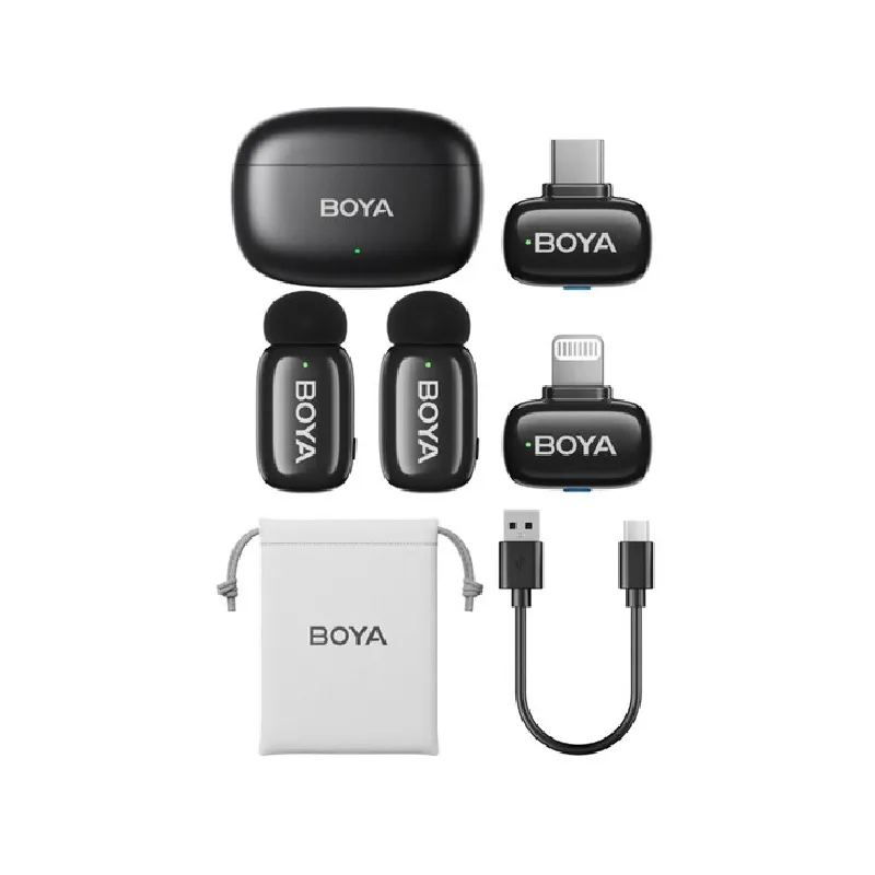 - Boya Mini 12 (For Ios + Type-C) Dual Wireless Microphone