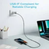 - Anker 322 Braided Usb-C to Usb-C Cable 60W 3ft - Black